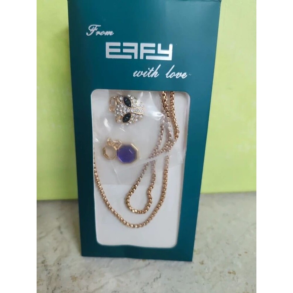 leopard and crystal charm set with chain